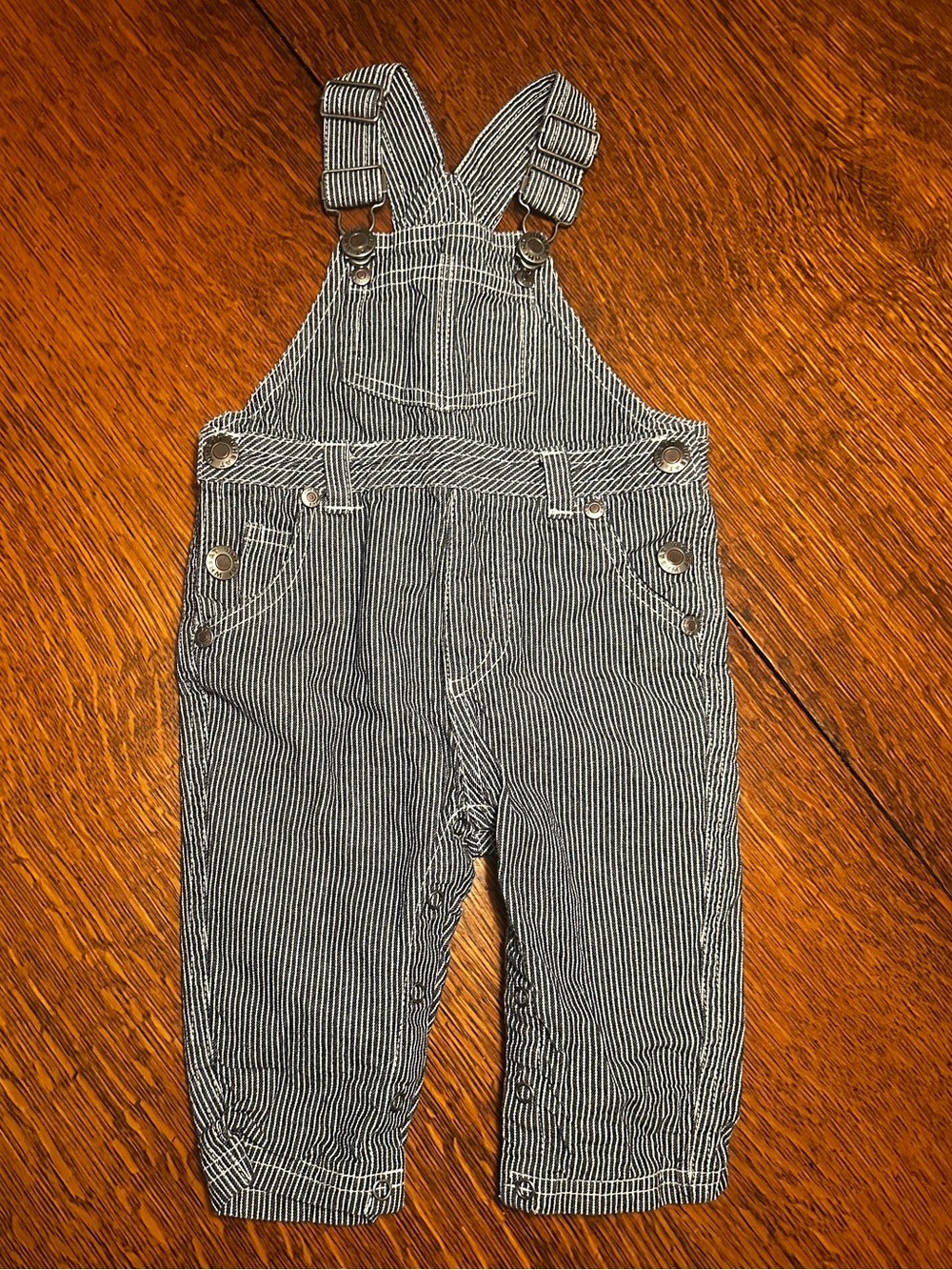 WHEAT Striped Blue & White Baby Overalls